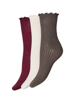 3er-Pack gerippte Socken mit Wellenkante