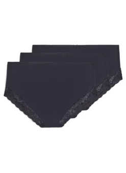 3er Pack Hipster-Panties mit Spitzenbündchen