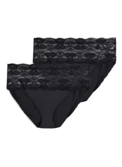 2er-Pack Höschen mit Spitzenband und hoher Taille