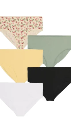 5er-Pack Slip aus gerippter Baumwolle