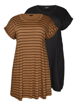 2er-Pack T-Shirt-Kleid mit kurzen Ärmeln