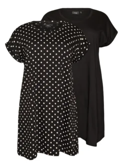 2er-Pack T-Shirt-Kleid mit kurzen Ärmeln