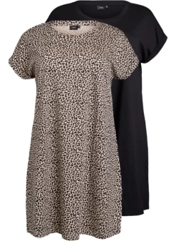 2er-Pack T-Shirt-Kleid mit kurzen Ärmeln