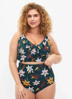 Extra hoch taillierte Bikini-Hose mit Blumenprint