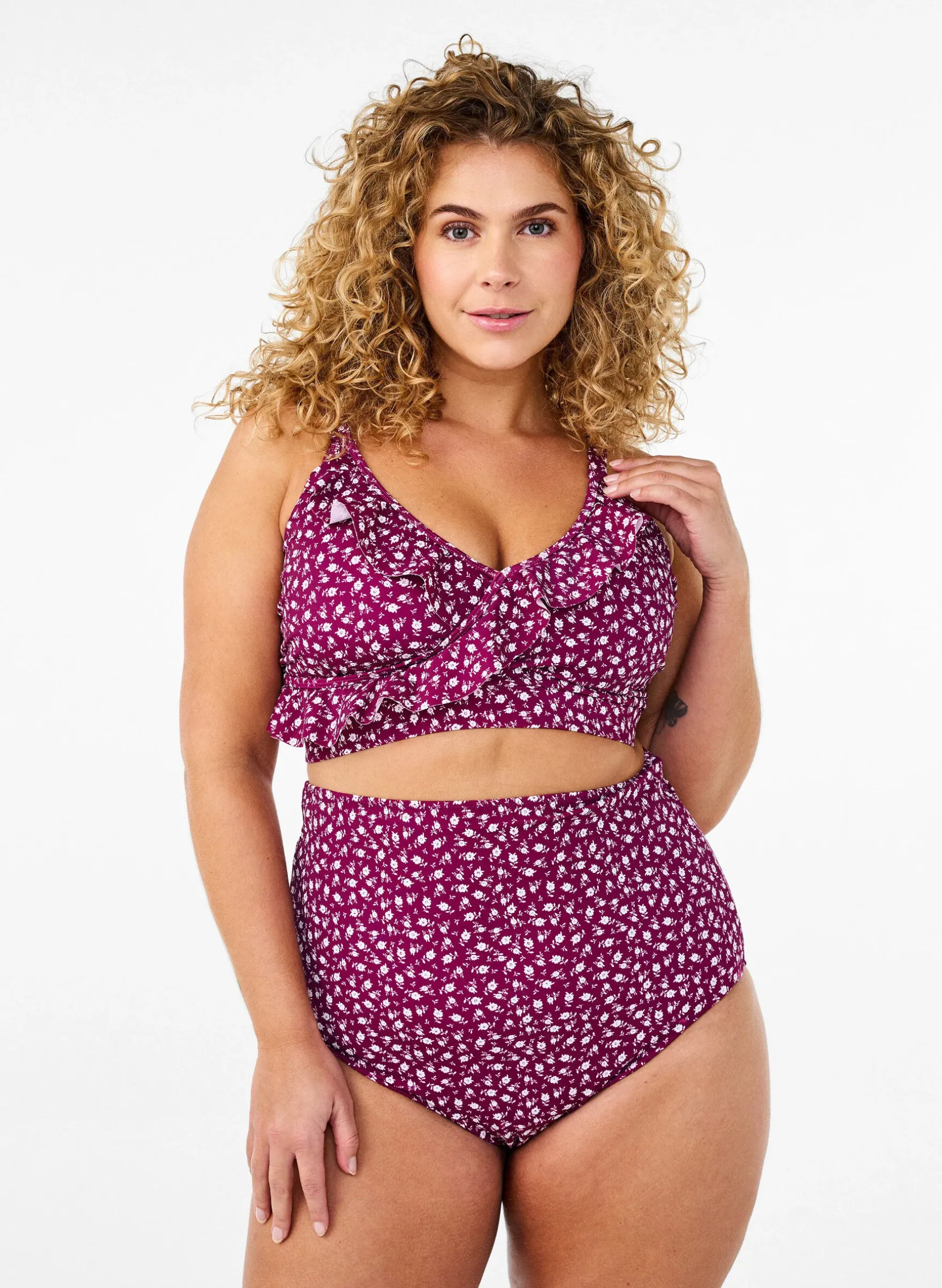 Extra hoch taillierte Bikini-Hose mit Blumenprint