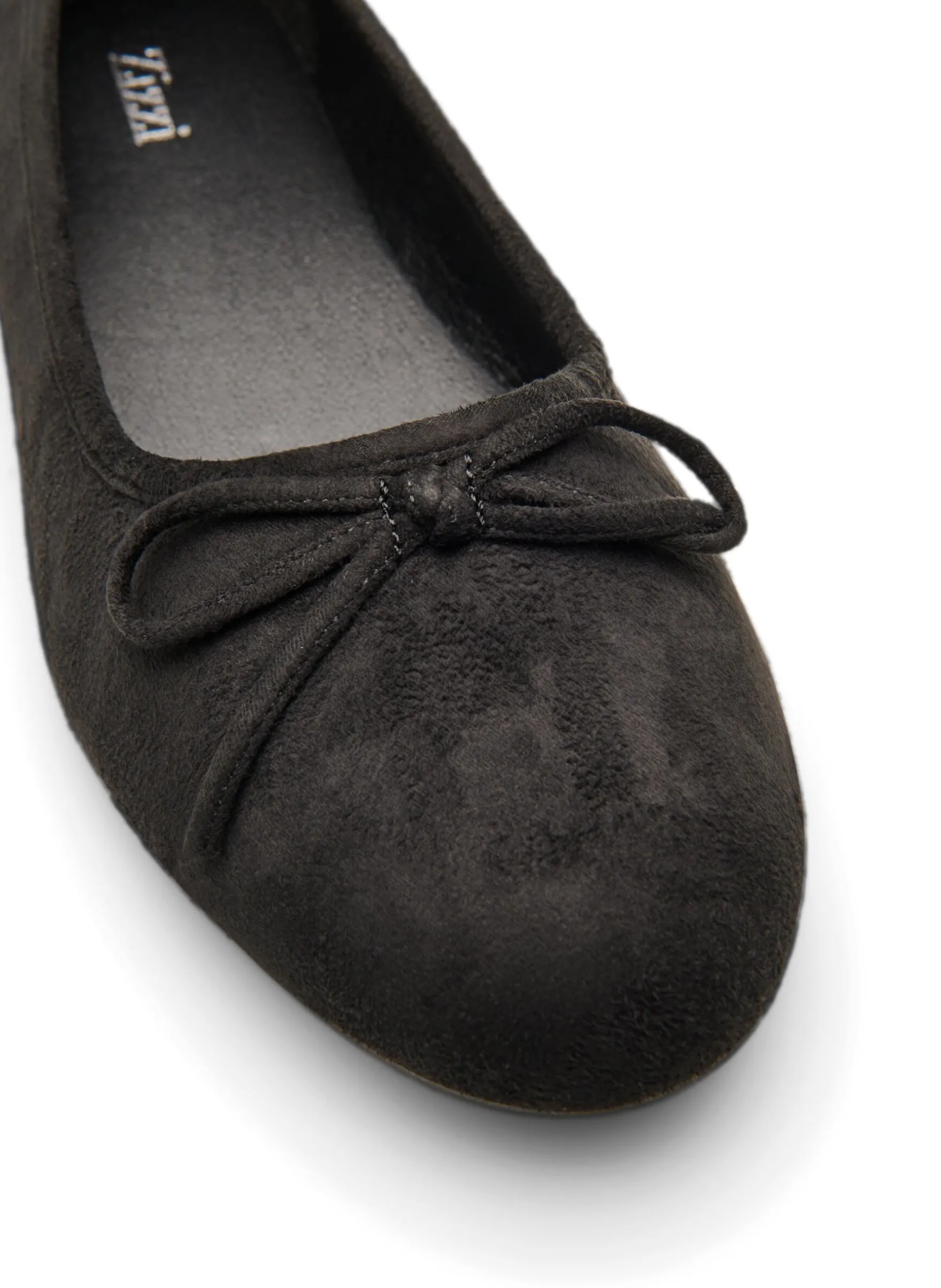 Extra Weite - Ballerina aus Wildlederimitat mit Schleife