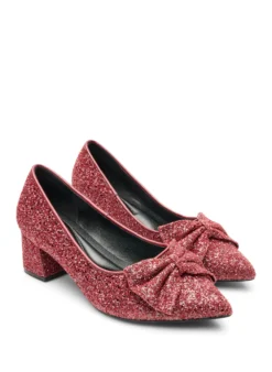 Extra Weite - Glitzer-Pumps mit Schleife