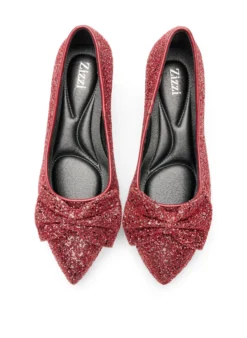 Extra Weite - Glitzer-Pumps mit Schleife