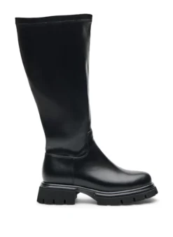 Extra Weiter - Langer Stiefel aus Kunstleder mit klobiger Sohle