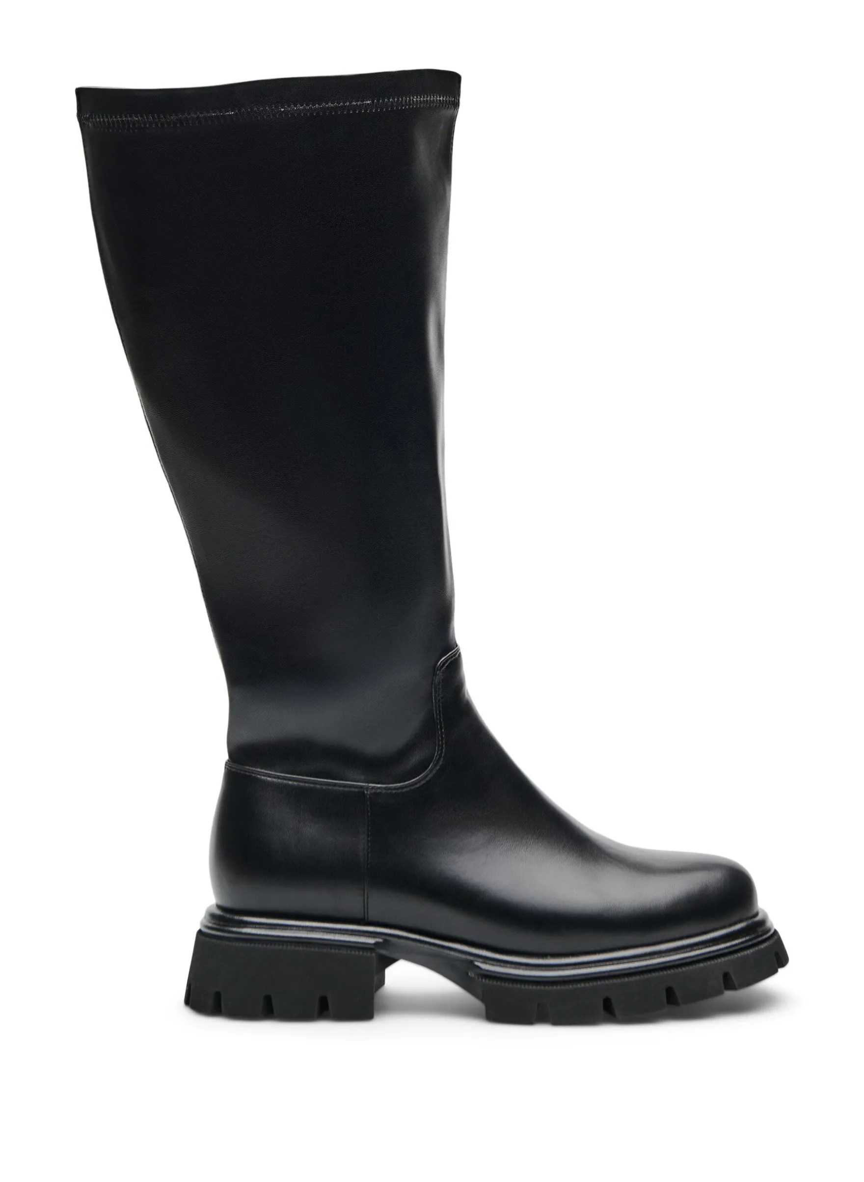 Extra Weiter - Langer Stiefel aus Kunstleder mit klobiger Sohle