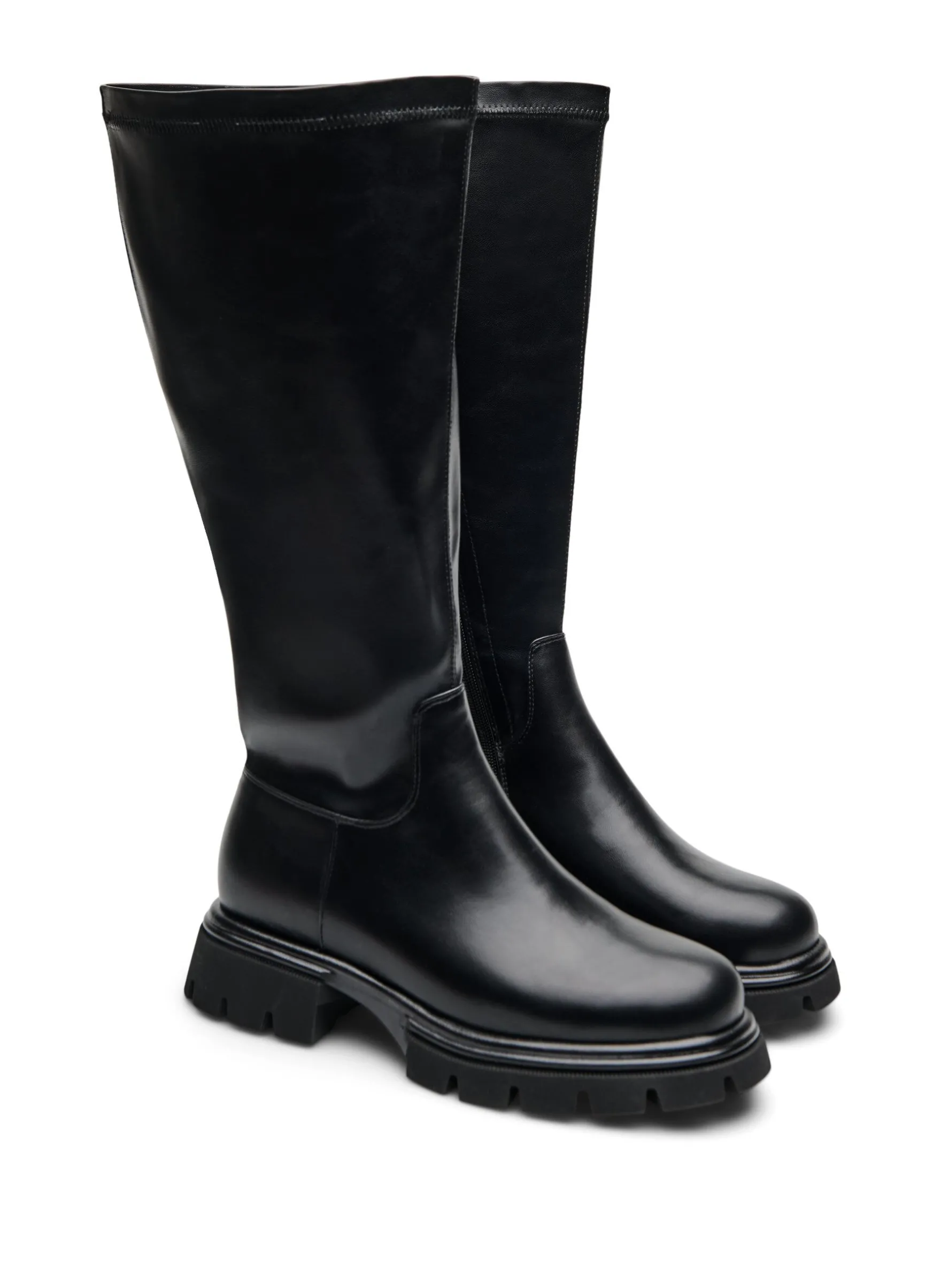 Extra Weiter - Langer Stiefel aus Kunstleder mit klobiger Sohle