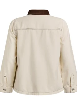 Farbige Jeansjacke mit Kontrastkragen