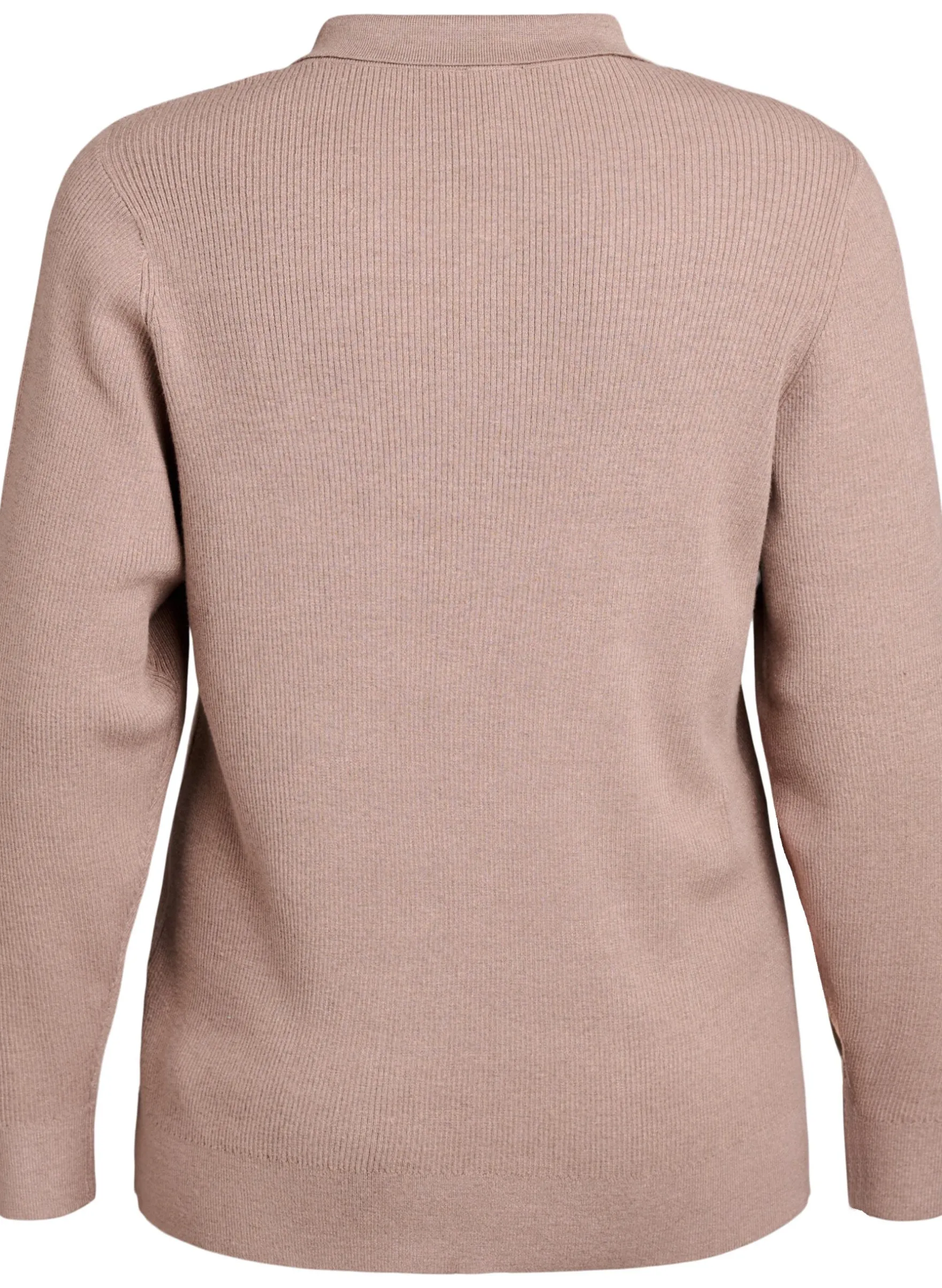 Feinripp Pullover mit Polokragen und Reißverschluss