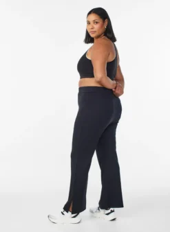 Flare-Jerseyhose mit Schlitzen und hoher Taille