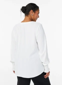FLASH - Bluse mit Smockbündchen und V-Ausschnitt