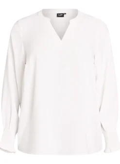 FLASH - Bluse mit Smockbündchen und V-Ausschnitt