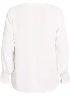 FLASH - Bluse mit Smockbündchen und V-Ausschnitt