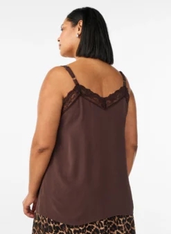 FLASH - Cami-Top mit V-Ausschnitt und Spitzen