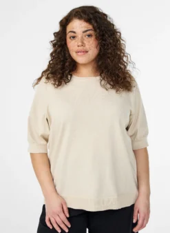 FLASH - Fein gestrickte Bluse mit kurzen Ärmeln