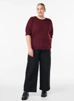 FLASH - Fein gestrickte Bluse mit kurzen Ärmeln