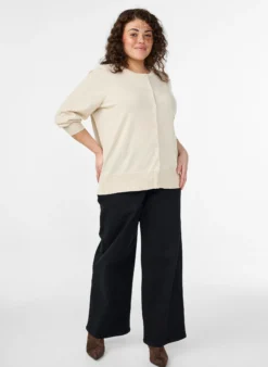 FLASH - Feinstrick-Strickjacke mit Rundhalsausschnitt
