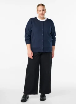 FLASH - Feinstrick-Strickjacke mit Rundhalsausschnitt