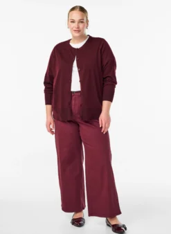 FLASH - Feinstrick-Strickjacke mit Rundhalsausschnitt