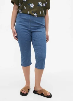 FLASH - Hoch taillierte Capri-Hose aus Denim mit Slim Fit