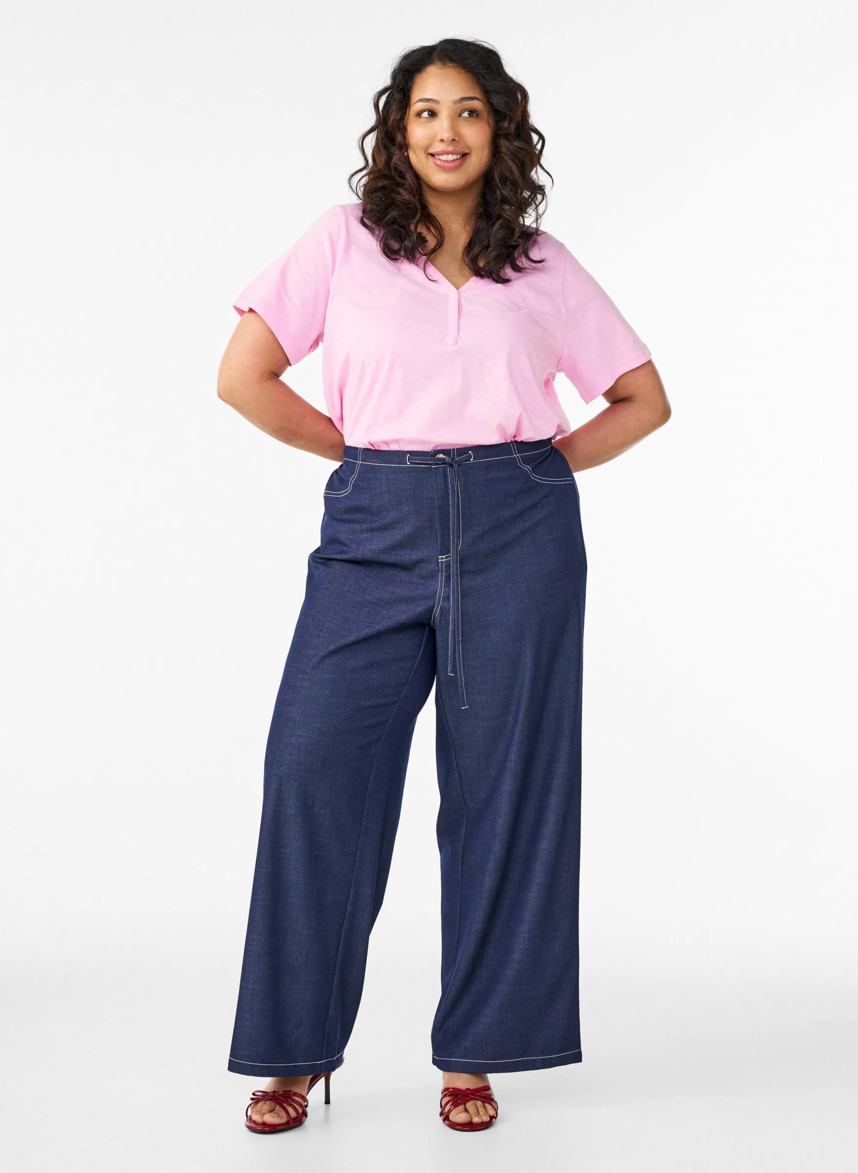 FLASH - Hose in Denim-Optik mit Kontrastnähten