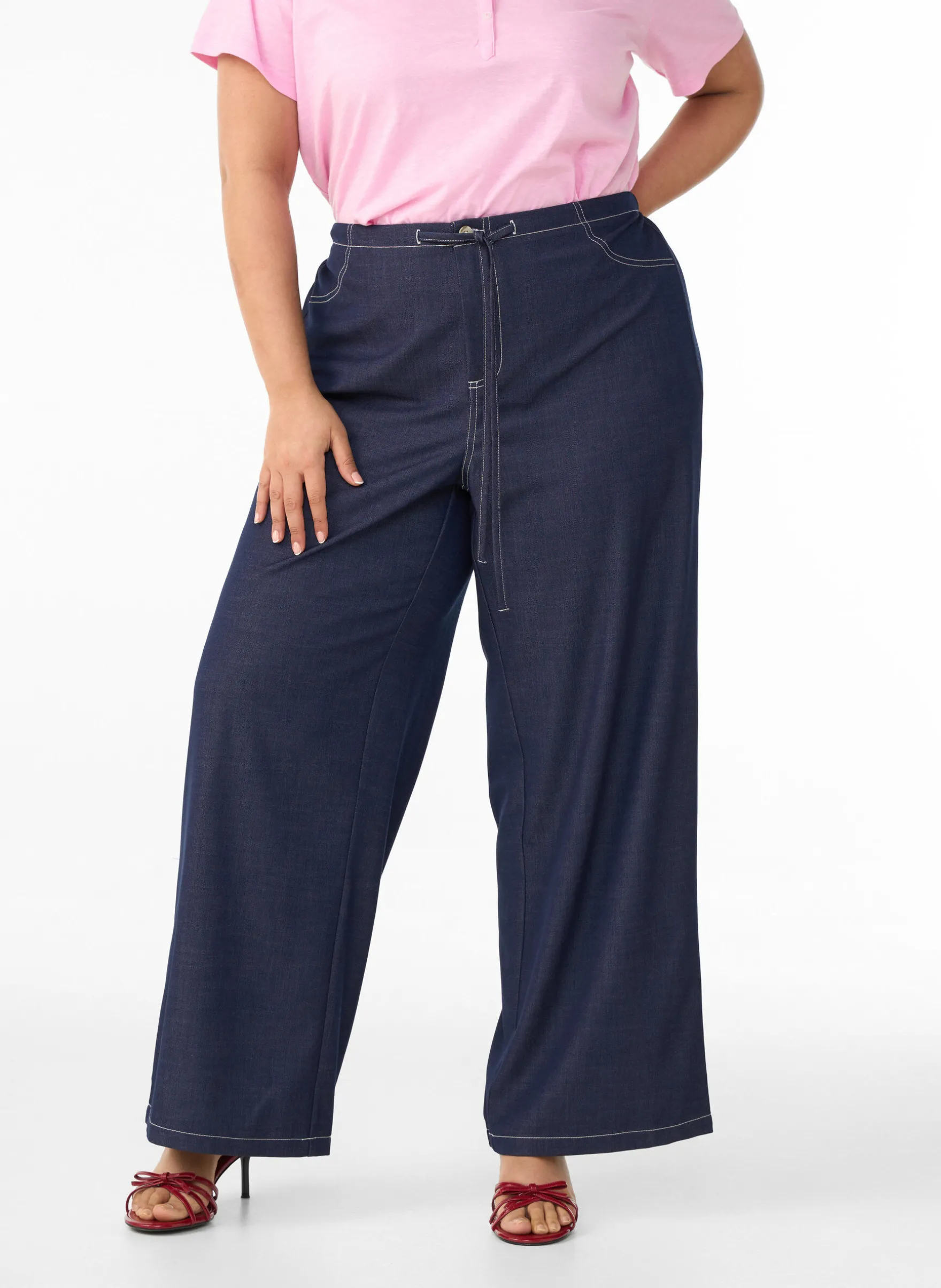 FLASH - Hose in Denim-Optik mit Kontrastnähten