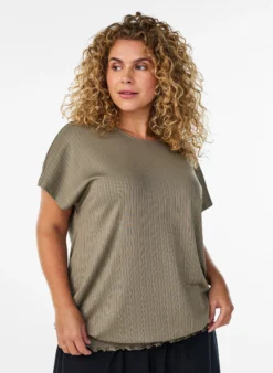 FLASH - Jersey-Bluse mit strukturierten Streifen und Smocksaum