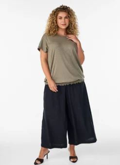 FLASH - Jersey-Bluse mit strukturierten Streifen und Smocksaum