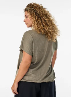 FLASH - Jersey-Bluse mit strukturierten Streifen und Smocksaum