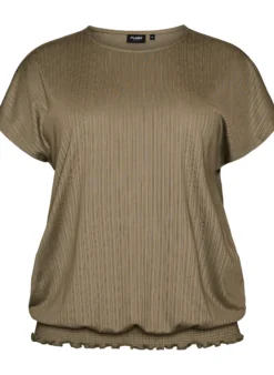 FLASH - Jersey-Bluse mit strukturierten Streifen und Smocksaum