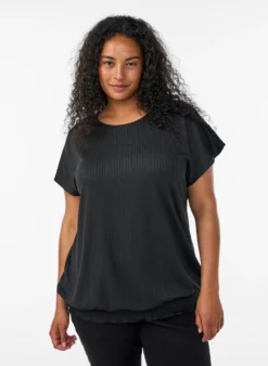 FLASH - Jersey-Bluse mit strukturierten Streifen und Smocksaum