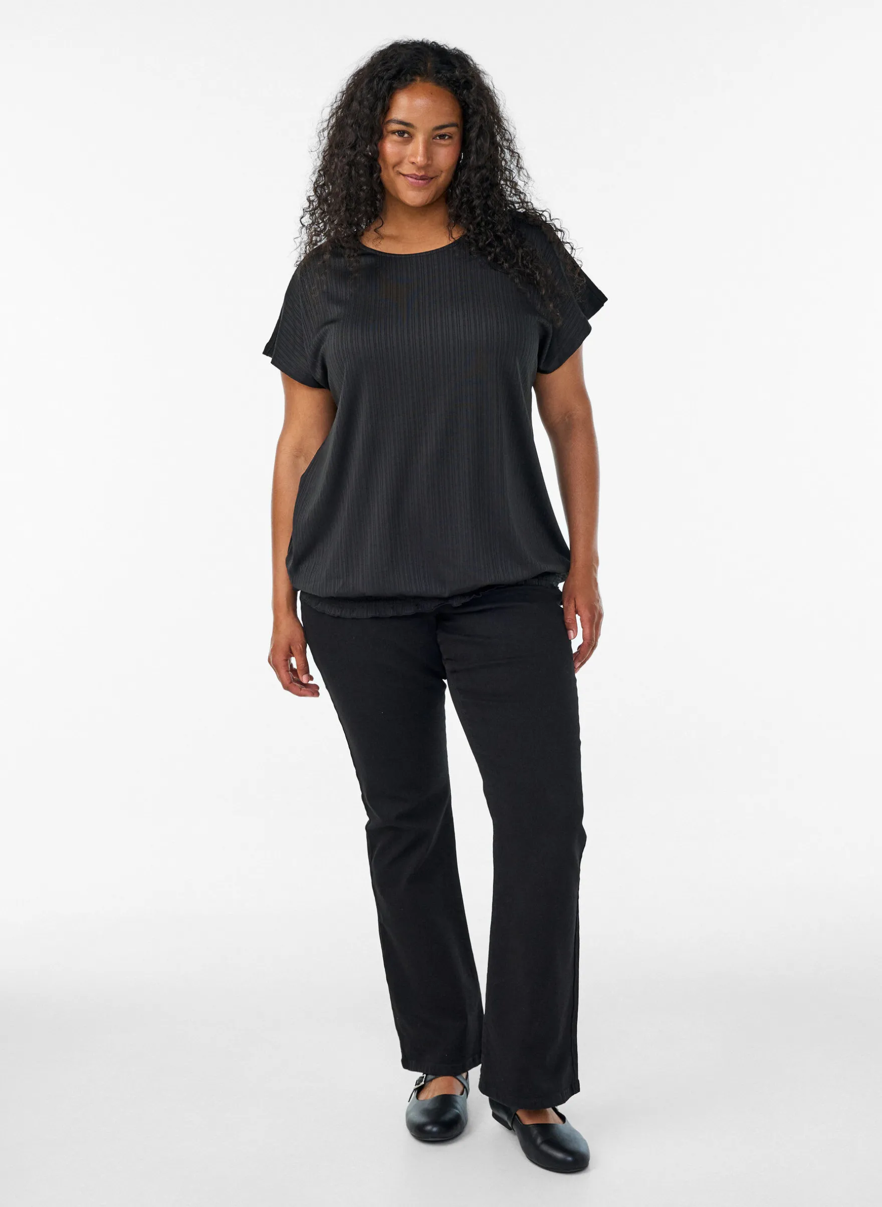 FLASH - Jersey-Bluse mit strukturierten Streifen und Smocksaum