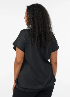FLASH - Jersey-Bluse mit strukturierten Streifen und Smocksaum