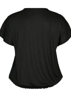FLASH - Jersey-Bluse mit strukturierten Streifen und Smocksaum