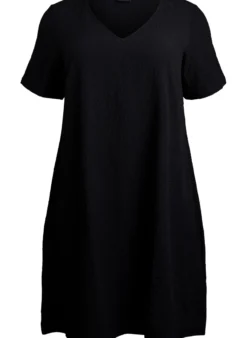 FLASH - Kleid mit kurzen Ärmeln und V-Ausschnitt