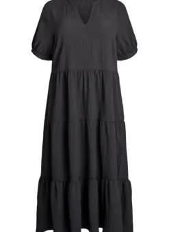 FLASH - Knöchellanges Kleid mit kurzen Ärmeln und gestuften Volants