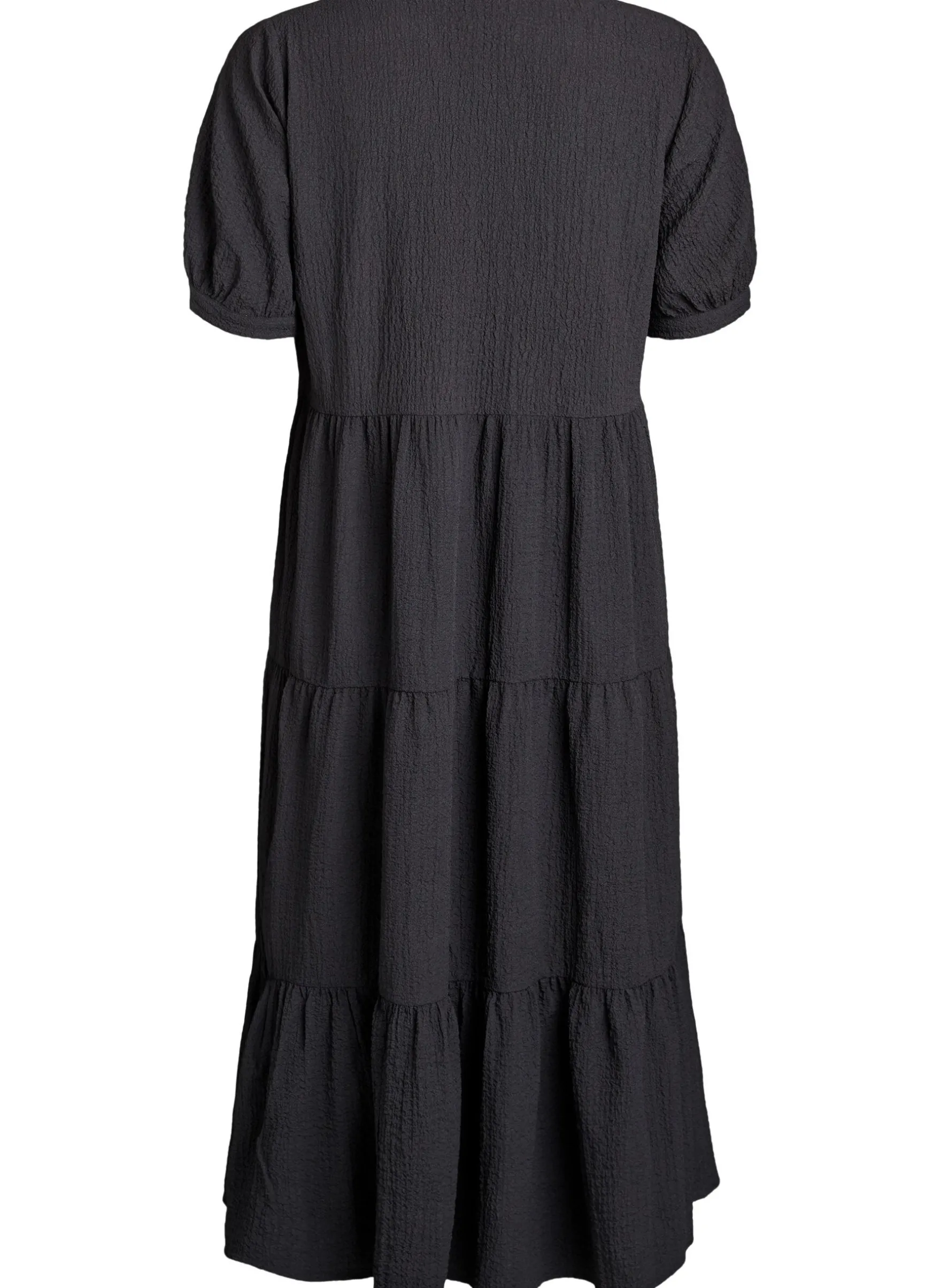 FLASH - Knöchellanges Kleid mit kurzen Ärmeln und gestuften Volants