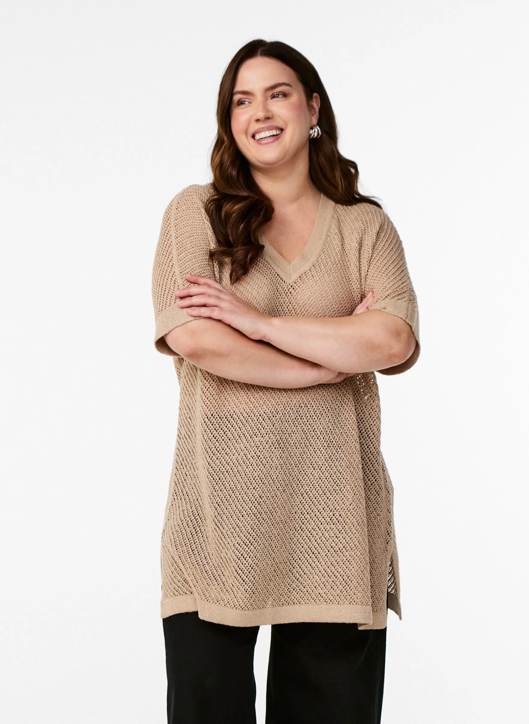 FLASH - Kurzarmpullover mit V-Ausschnitt