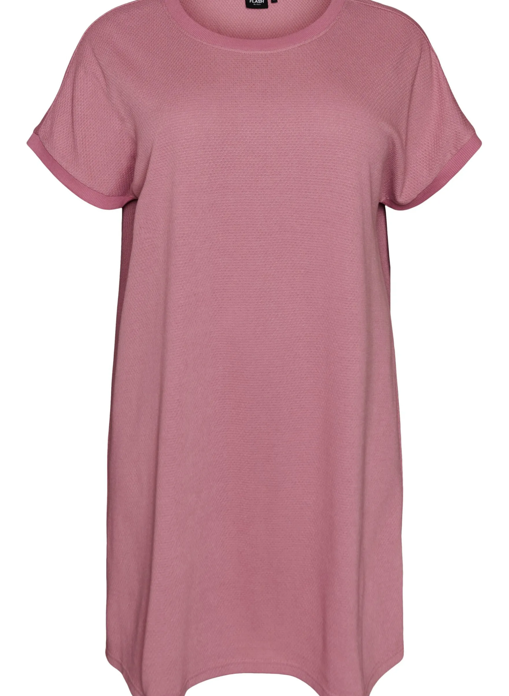 FLASH - Kurzes Kleid aus strukturiertem Jersey mit Rundhalsausschnitt