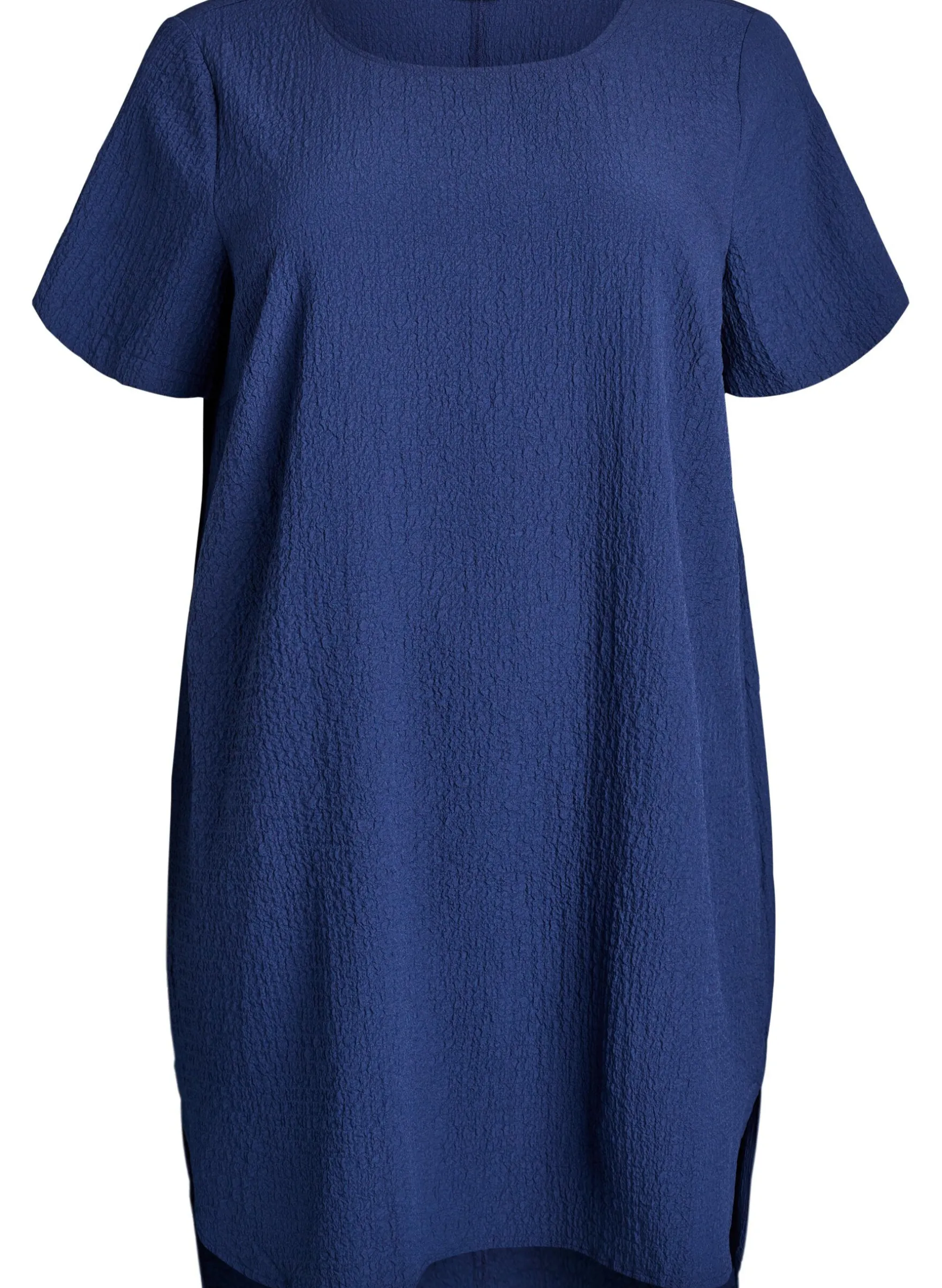 FLASH - Kurzes Kleid mit gecrinkelter Textur und kurzen Ärmeln