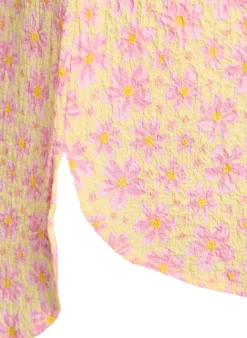 FLASH - Kurzes Kleid mit gecrinkelter Textur und kurzen Ärmeln