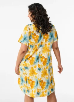 FLASH - Kurzes Kleid mit gecrinkelter Textur und kurzen Ärmeln