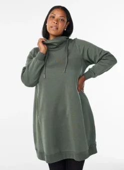 FLASH - Kurzes Sweatshirtkleid mit Stehkragen und Taschen