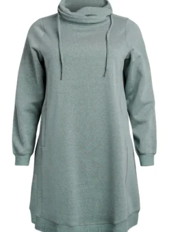 FLASH - Kurzes Sweatshirtkleid mit Stehkragen und Taschen