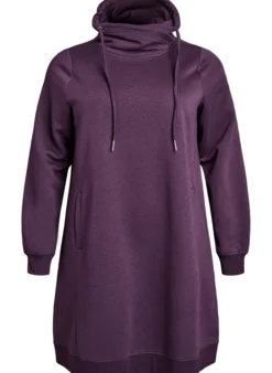 FLASH - Kurzes Sweatshirtkleid mit Stehkragen und Taschen