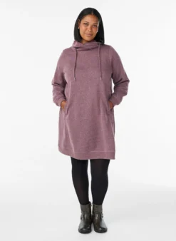 FLASH - Kurzes Sweatshirtkleid mit Stehkragen und Taschen